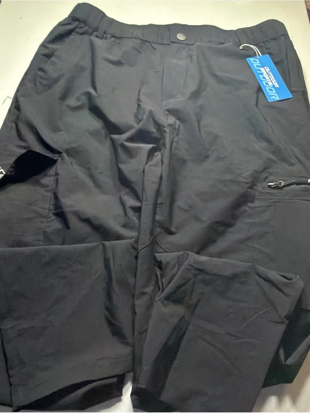Men's Black Utility Cargo Pants with Elastic Waist